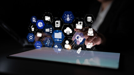 Concept of managing online folders with digital file organization, cloud storage, and secure sharing. Online folders improve workflow, online folders ensure access control. Entice