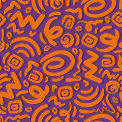 Fun line doodle seamless pattern. Creative minimalist style art background for children or trendy design with basic shapes. vector illustration.