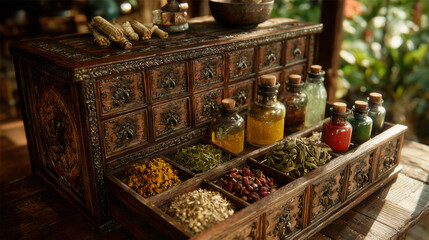 Rustic Herbal Apothecary Chest