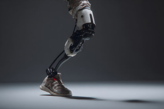 Advanced robotic leg with sleek design displayed on minimalistic background showcasing modern technology