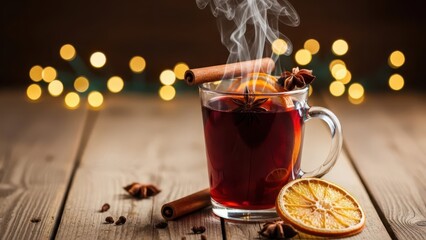 Brewing aromatic spiced tea cozy kitchen beverage photography warm environment close-up view comfort concept