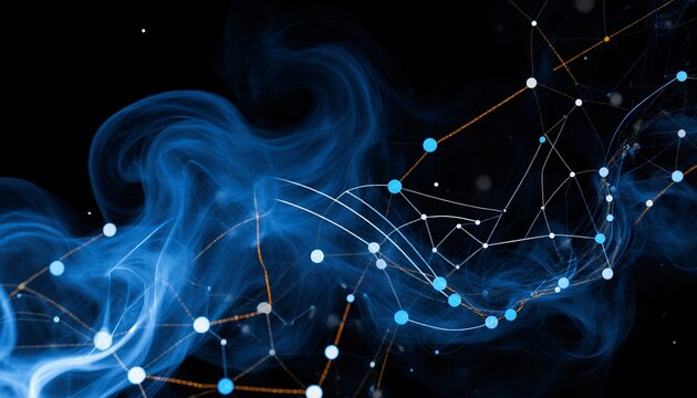 Digital Art: Blue Network Nodes