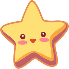 Adorable Cartoon Star Icon with Smooth Edges and Blush Highlight Suitable for Preschool Learning Materials and Fun Graphic Designs