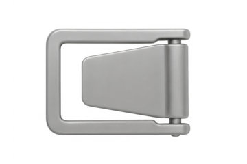 Silver metal belt buckle accessory on transparent background