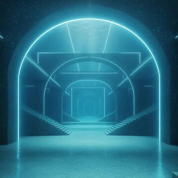 futuristic neon liminal space
