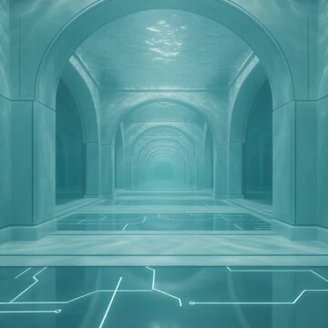 futuristic neon liminal space