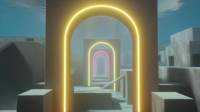 futuristic neon liminal space