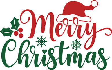 Merry Christmas typography clip art design on plain white transparent isolated background for card, shirt, hoodie, sweatshirt, apparel, card, tag, mug, icon, poster or badge