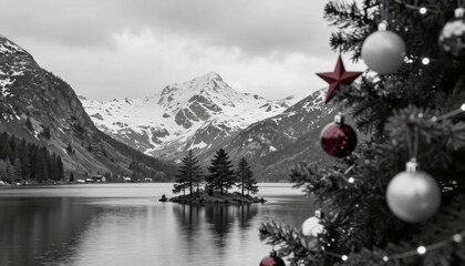 Winter Wonderland with Christmas Ornaments