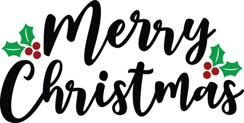 Merry Christmas typography clip art design on plain white transparent isolated background for card, shirt, hoodie, sweatshirt, apparel, card, tag, mug, icon, poster or badge