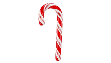 Classic Red and White Striped Candy Cane Isolated on White Background