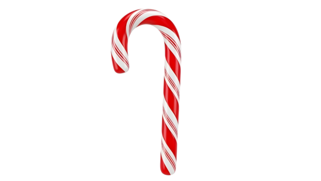 Classic Red and White Striped Candy Cane Isolated on White Background - Powered by Adobe
