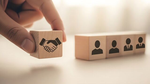 Successful recruitment strategy with handshake symbol, building a team for business growth and partnerships