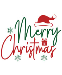 Merry Christmas typography clip art design on plain white transparent isolated background for card, shirt, hoodie, sweatshirt, apparel, card, tag, mug, icon, poster or badge