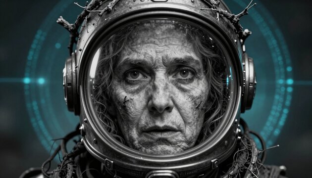 Elderly Astronaut in Mysterious Space - Powered by Adobe