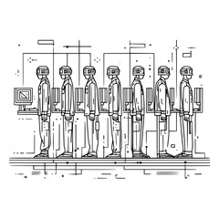 Step into the future with this sleek monochrome vision of tomorrow's workforce, where technology meets humanity