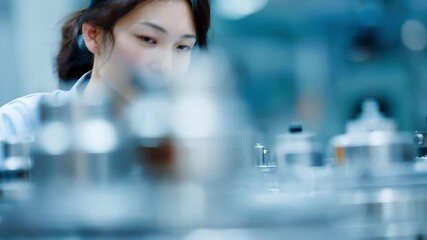 Researcher analyzing lightweight lithium alloy components using precision instruments to develop materials for aerospace applications.