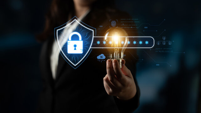 A concept of advanced network security. This system combines password protection with biometric fingerprint authentication and cloud data verification for secure access. Fermion