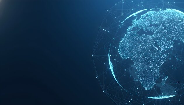 A digital representation of the Earth with glowing connections spanning across continents.