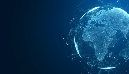 A digital representation of the Earth, showcasing global connectivity and data networks.