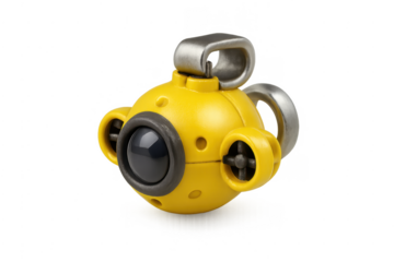Yellow underwater drone exploring ocean depths