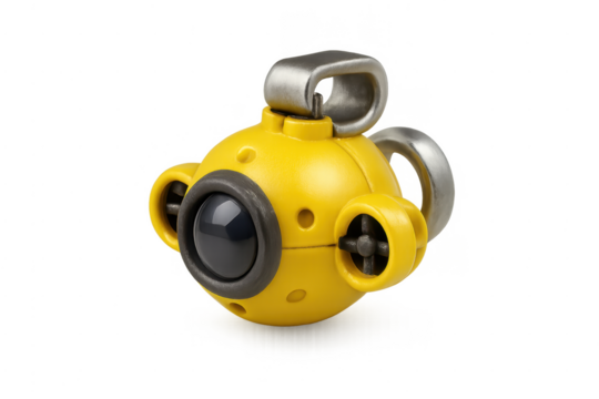 Yellow underwater drone exploring ocean depths