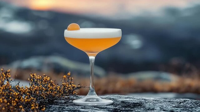 refreshing canadian cloudberry martini overlooking tundra