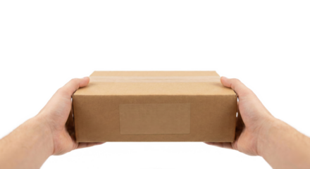 Hands Holding Cardboard Box Package Delivery Service Logistics