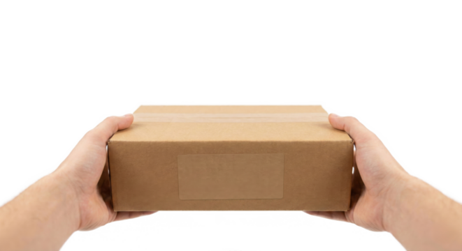 Hands Holding Cardboard Box Package Delivery Service Logistics