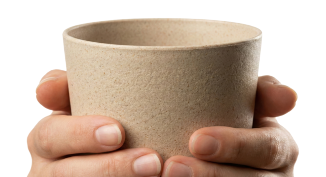 Hands Holding Reusable Coffee Cup Warm Drink