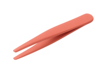 Pink plastic tweezers for beauty and personal grooming