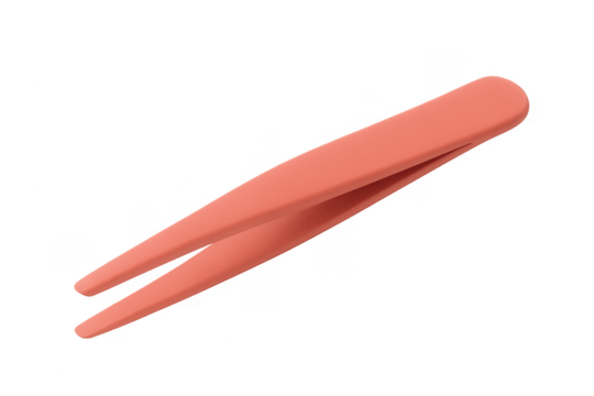 Pink plastic tweezers for beauty and personal grooming