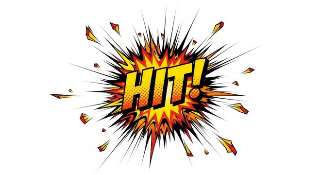 Comic book style 'hit!' explosion pop art element