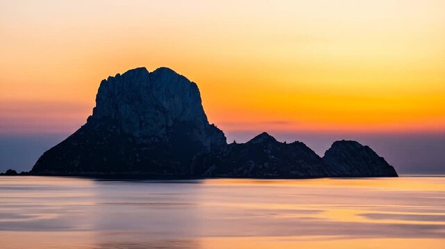 Stunning Sunset over Es Vedra Island in Ibiza: A Timelapse of Nature's Beauty