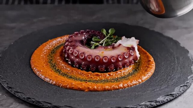 Modern Mediterranean plating with bold artistic look