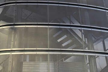 Reflections on Buildings near Hamburg Reeperbahn. stairway and nets.