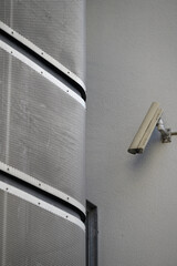 Details of Security Cameras on different buildings. Hamburg city near Hamburg Port.