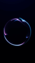 Glowing blue and pink minimal liquid orb with smooth soft gradient edges on a dark background. Futuristic digital sphere design with elegant neon highlights and luxury modern aesthetic.