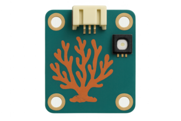 Electronic circuit board with coral design and components