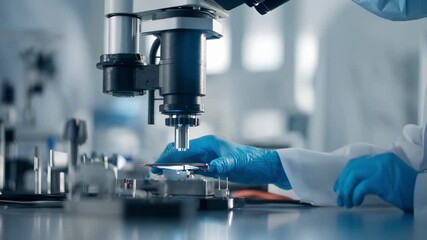 Medium shot of scientist analyzing flexible custom metal alloys blending process tailored for innovative wearable technology