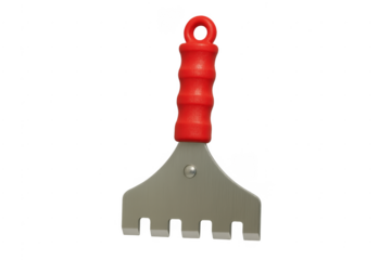 Grill scraper with red handle for bbq cleaning