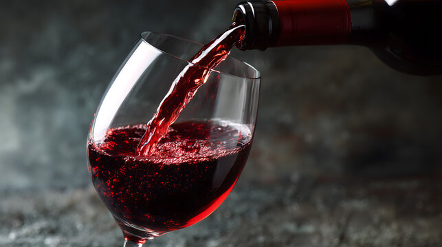 Verser du vin rouge dans un verre.