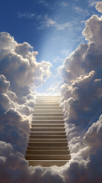 Un escalier m&egrave;ne &agrave; la porte du paradis, apr&egrave;s le d&eacute;c&egrave;s d'une personne.