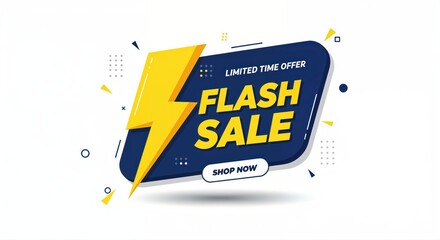 Flash Sale Alert: A dynamic flash sale banner, featuring a bold lightning bolt and the words Flash Sale, signals an exciting limited-time offer, designed to grab attention and drive immediate action.