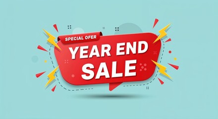 Year End Sale: This eye-catching graphic prominently features a Year End Sale promotion, designed to boost sales and highlight special offers. With vibrant colors and dynamic design elements.