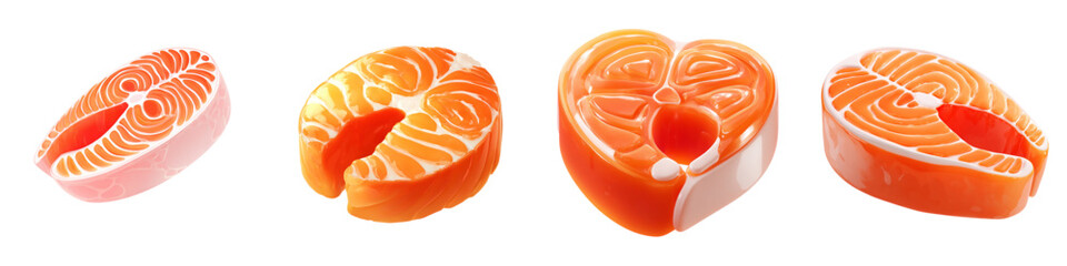 Fresh salmon steaks, a vibrant source of omega-3s and lean protein, perfect for healthy eating campaigns and culinary content, showing delicious nutrition and gourmet cuisine