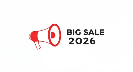 Big Sale 2026 Announcement: A minimalist illustration of a megaphone, heralding a grand sale with the prominent text, designed to capture attention and promote a significant discount event.