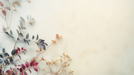 botanical flat lay with dried leaves on background with copy space