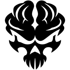 Vector Art Minimalist Black and White Neural Skull Illustration for Tattoo or Logo Design
