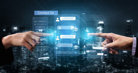 A user interface showing a conversational AI chatbot providing customer service. This virtual assistant answers user questions and provides support through an online platform. Fermion